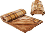 Brown Rasa 100x140cm Wearable Fleece Blanket - Soft, Warm & Anti-Pilling, Stylish Plaid Design V888-ELOSUNG19113