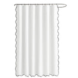 Waterproof Shower Curtain Thick Boho Wavy Edge With Rustproof Hooks - White V1263-JX-8071-1