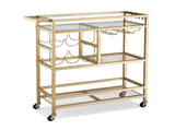 Artiss Bar Cart Drinks Trolley Serving Wine Rack Glass Holder 3 Hooks 72cm Gold FUR-Z-BC-GLASS-80