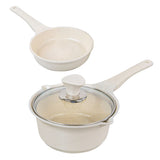 Sauce Pot Frying Pan w/ a Lid Set Non-Stick Stone Induction IH Frypan 16cm IVORY V274-HA-LAMB-16POT-IV