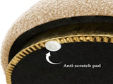 2X Round Stacked Ottoman Stool Teddy Fleece Fabric Foot Rest 38cm BEIGE V274-FT-STP067-BE2