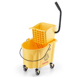 Mop Bucket with Wringer, 26 Qt. Commercial Mop Bucket with Side Press Wringer, Side-Press Mop Bucket V952-DJSDTBT2628QRG0VAV0