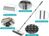 3-in-1 Floor Scrub Brush with Adjustable 137 cm Handle, Stiff Bristles and Built-In Scraper for V1189-LC-AMZ-00169