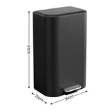Cefito 30L Pedal Rubbish Bin Kitchen Trash Garbage Waste Can Soft Close Black RB-30L-1C-BK