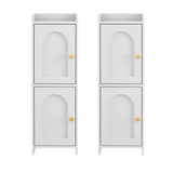 Artiss 2x Bathroom Storage Cabinet 2-Tier Slim Toilet Organizer Adjustable White FURNI-N-BATH-AZ02-WHX2