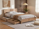 Artiss King Single Size Bed Frame with 2 Drawers Bedroom Furniture WBED-F-OATMEAL-KS-NA-DRAW