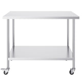 Stainless Steel Work Table 30 x 60 x 38 Inch, with 4 Wheels, 3 Adjustable Height Levels, Heavy Duty V952-CFBXGGZTLCDJ1CSD7V0