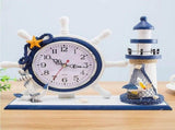 Nautical Steering Wheel Desk Clock - Mediterranean Style t Anchor Lighthouse Beach Decor for Kid's V1369-AZ3-W-07424