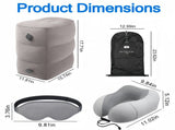 3 Pack Travel Essentials Travel Pillow, Inflatable Foot Rest & Sleep Mask with Storage Bag, V1337-YE-N45Z-RGBR