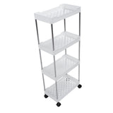 Rolling Cart Widened PP Stainless Steel 4 Tier with Wheels Storage Trolley for Bathroom Toilet V1294-YM0901-3117240164311