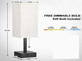 Dimmable Bedside Lamp with USB A and USB C Charging Ports LED Bulb Pull Chain Switch, 3000K 4000K V1237-ZY-528-199