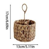 Hand Woven Natural Straw Basket Divided Countertop Organizer MultiCompartment Storage Caddy For V1369-AZ3-W-14962