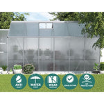 Green Fingers Greenhouse 3.7x2.5x2.26M Double Doors Aluminium Green House Garden Shed GH-ALU-C-370X250-DOU-AB