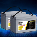 Giantz AGM Deep Cycle Battery 12V 120Ah x2 Box Portable Solar Caravan Camping BATTERY-C-AGM-120X2