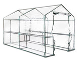 Green Fingers Greenhouse 1.2x1.9x1.9M Walk in Green House Tunnel Clear Garden Shed 4 Shelves GH-WALK-19X12-TP