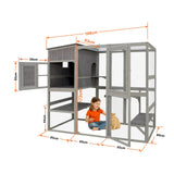 Samland Large Indoor & Outdoor Wooden Cat Enclosure with Sleeping House & Climbing Platforms V1060-DCT2513