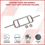 Chrome Tricep Bar Barbell Heavy Duty with Spinlock Collars V63-770365