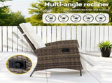 Gardeon 3PC Outdoor Bistro Set Recliner Chairs Table Sun lounge Patio Furniture Wicker Adjustable ODF-RCL-DT-NTL-3PC-AB
