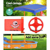 Keezi Kids Sandpit Wooden Boat Sand Pit with Canopy Bench Seat Beach Toys 150cm SAND-JUMBO-CANOPY