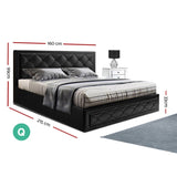 Artiss Bed Frame Queen Size Gas Lift Black TIYO BFRAME-F-TIYO-GAS-Q-BK-ABC