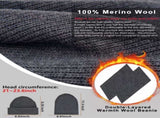 100% Merino Wool Beanie Hat for Women Men, Cuffed Knit Warm Winter Hats,Slouchy Beanies Fisherman V1258-DP02-F-568