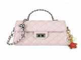 Pink Quilted Chain Shoulder Bag with Golden Star Charm - PU Leather Small Square Crossbody V888-ELOSUNG56163-8