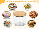 4 Pack Glass Storage Jars with Bamboo Lids and Silicone Rings for Overnight Oats, Coffee, Cereal and V1237-ZY-917-290