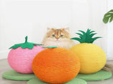 Yellow Pineapple And Green Base Fun Fruit Shaped Sisal Cat Scratcher Ball - Durable Scratching Toy V888-ELOSUNG27126