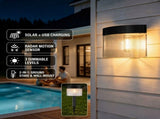Solar Powered Outdoor Wall Lamp with Radar Motion Sensor, Dual Installation as Wall Mount or Ground V1341-ZY-FWENWRGQ-WARMLIGHT-2PCS