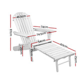 Gardeon 2PC Adirondack Outdoor Chairs Wood Foldable Sun Lounge Patio Furniture FF-BEACH-NTLCHOTTO-WH-2X