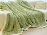 Green 180*200cm Double Blanket, Taffeta Fleece Blanket, Thick Winter Quilt, Lambswool Coral Fleece V888-ELOSUNG50040