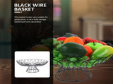 Black Metal Wire Basket for Kitchen Storage, Fruit Holder, Home Organization Container for Pantry V1370-AZ4-14773