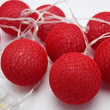 1 Set of 20 LED Red 5cm Cotton Ball Battery Powered String Lights Christmas Gift Home Wedding Party V382-REDBALLBATT20