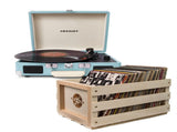Crosley Cruiser Bluetooth Portable Turntable - Turquoise Bundled Crosley Record Storage Crate V398-CR8005FSC-TU4