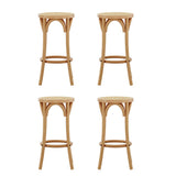 Artiss 4x Bar Stoosl Rattan Seat Wooden BA-L-RA-B13-NAX4