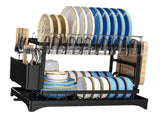 Dish Drying Rack for Countertop Aluminum 2 Tier Dish Rack with Drainboard and Utensil Holder for V1294-YM0710-3118230365911