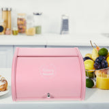 Solid Iron Kitchen Storage Bread Box with Rustproof Powder Coating in Pink V1192-AZ-W-29074