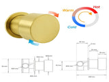 Brushed Gold Twin Shower Set 8" Round Head Single Mode Metal Handheld Sliding Rail Arm Mixer Valve V1233-S4902ABGSS019CBGKSR108GKC1292BG