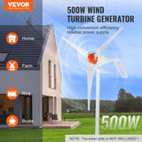 VEVOR 500W Wind Turbine Generator, 12V Wind Turbine Kit, 3-Blade Wind Power Generator with MPPT V952-FSSFLWLFDJ40F58LIV9