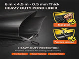 Heavy Duty 0.5mm HDPE Pond Liner Waterproof Sheet 4.5m x 6m for Garden & Fish Ponds V324-PDLINER45X6