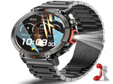 Black-orange Steel Belts Outdoor Smartwatch with 1.45-Inch HD Round Screen and Flashlight V888-ELOSUNG28598