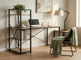 CARLA HOME Computer Desk with 4 Shelf Bookcase - Steel - Brown - Rustic - Office Desk Computer V178-36430
