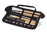 10PCS Grilling Tool Set Stainless Steel with Wood Handle Grill Utensils for Picnic Barbecue V1294-YM0703-3111230013311