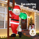 Jingle Jollys Christmas Inflatable Santa Climbing Ladder 2.45M Height LED Decorations Illuminated XMAS-INF-SAN-LAD-8FT