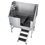127 cm Dog Grooming Bath Tub Stainless Steel w Stairs Water Filter V952-BXGCWYG50CSL5T18XV0