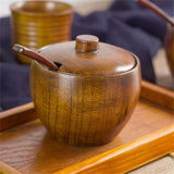Kitchen Seasoning Box,1 Set Of Wooden Sugar Bowl Sugar Bowl Sugar Bowl With Lid And Spoon As V1192-AZ-W-28053