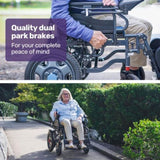 Equipmed Electric Folding Wheelchair, Wide Bariatric Chair Seat, Comfortable for S-XL, Long Range, V219-HELWLCEQPGK4A