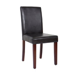 2x Wooden Frame Brown Leatherette Dining Chairs with Solid Pine Legs V43-DC-MON-BRN