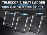 Telescoping Marine Ladder with 316 Stainless Steel Frame and Anti-Slip Steps for Boats, Yachts, V1341-ZY-ZC93S74A-4-STEP