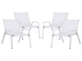 Gardeon 4PC Outdoor Dining Chairs Stackable Lounge Chair Patio Furniture White FF-STA-CHAIR-WH-X4